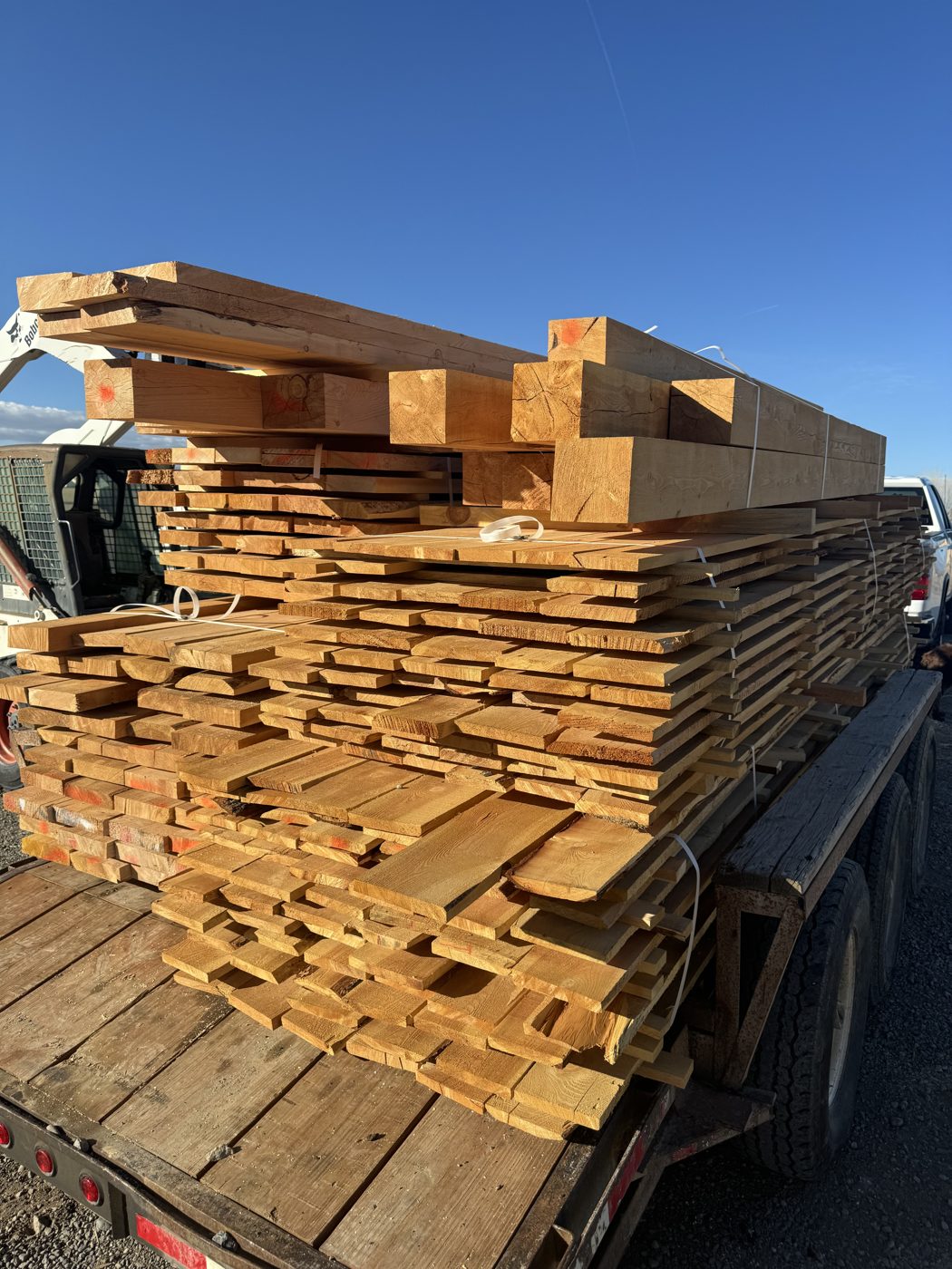 Doug fir 1x, 2x and 6x6 loaded on a trailer