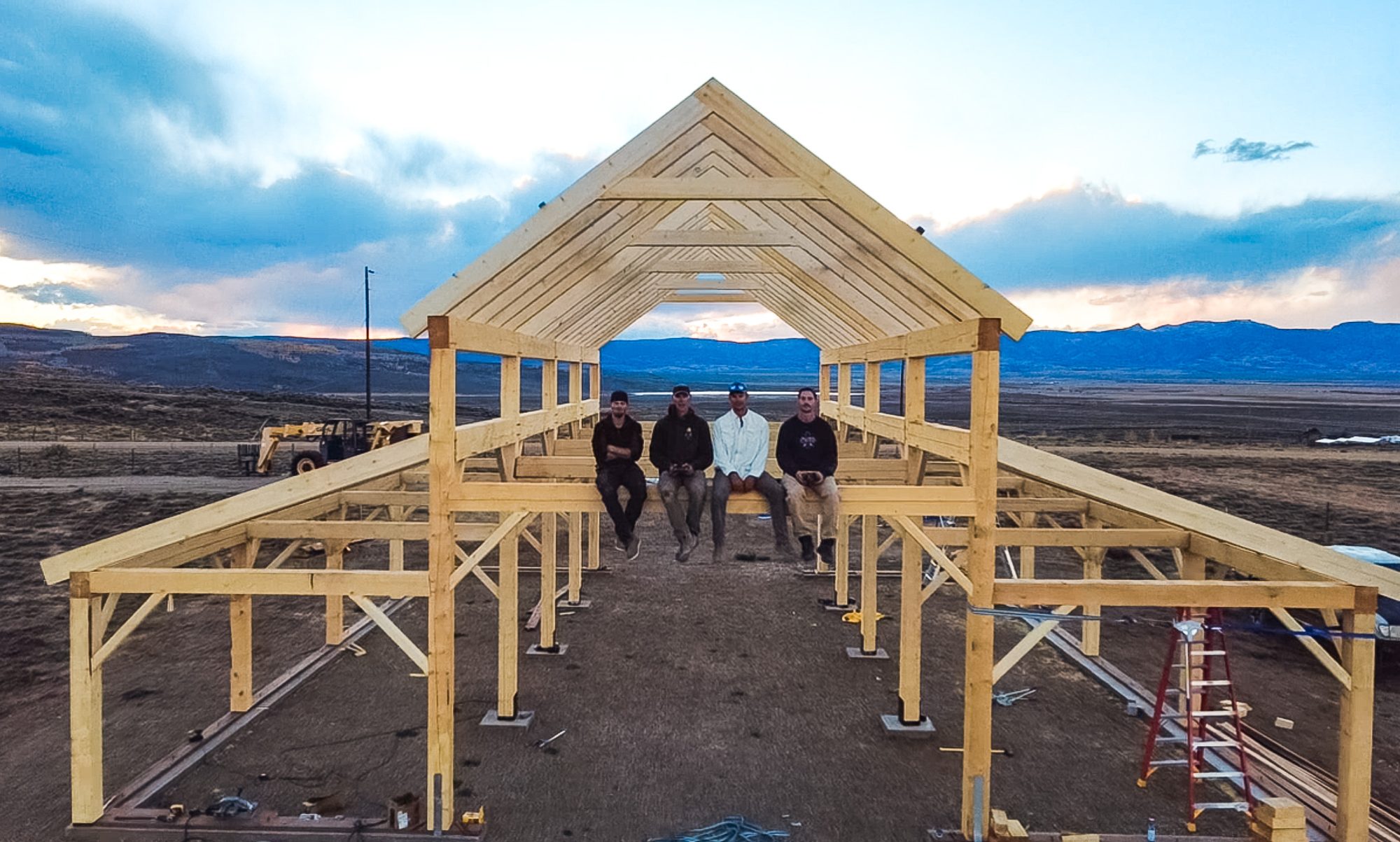 Timber frame by Frontier Timber Frame, cut from JAMCo timbers